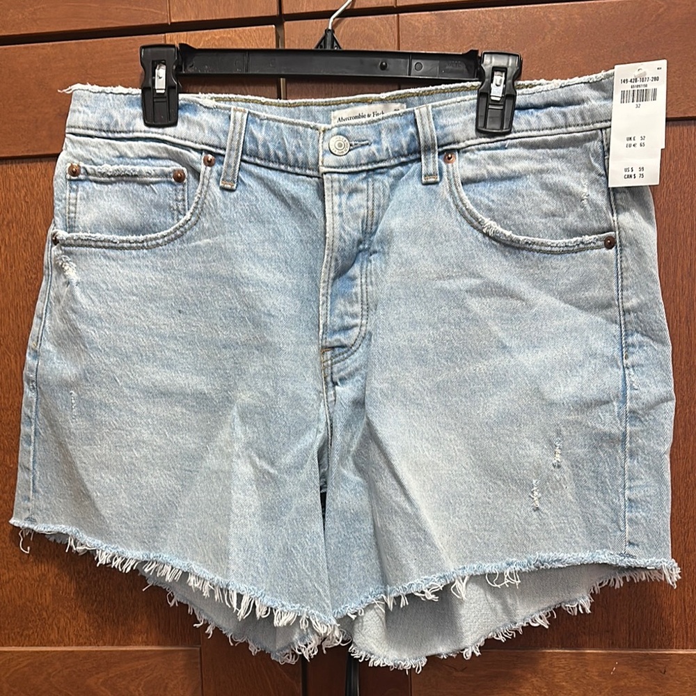 Abercrombie & Fitch Blue Jean Shorts Distressed Frayed Hem